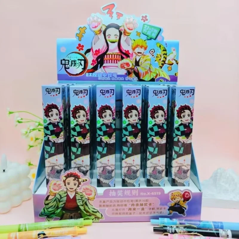 

24pcs/lot Kawaii Demon Slayer Press Gel Pen Cute 0.5mm Black Ink Neutral Pens Gift Stationery Office School Supplies