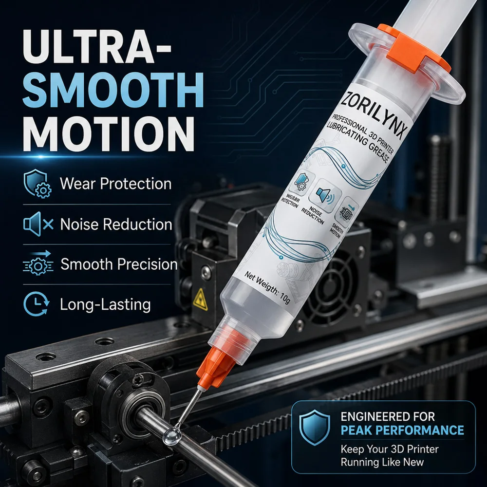 

3D Printer Lubricating Grease Kit Noise Reduction Anti-Wear Synthetic Oil for Lead Screw Linear Rail Gear 10g Set ZORILYNX