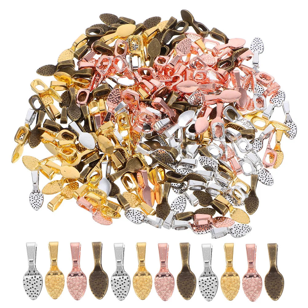 

400Pcs Glue on Oval Round Pendant Bails Jewelry Making Supplies for DIY Necklace Charms Brass Bail Jewelry Making Supplies