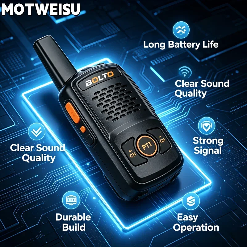 

Best Seller Mini Portable Walkie Talkie Easy One-Touch Operation PTT Button Ergonomic Design Stable Signal Long Battery Life