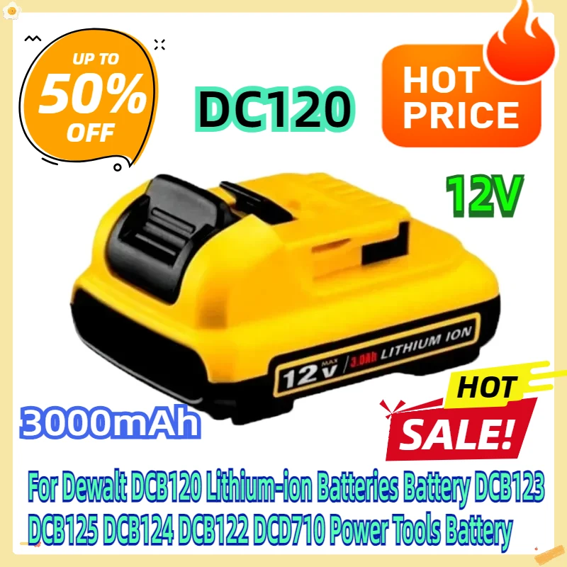 

For Dewalt DCB120 Lithium-ion Batteries 12V 3Ah Battery DCB123 DCB125 DCB124 DCB122 DCD710 Power Tools Battery