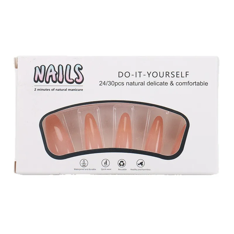 

Long wearing nail naked powder gradual change water drop shape pure desire wind prefabricated nail art piece wearable blush nail