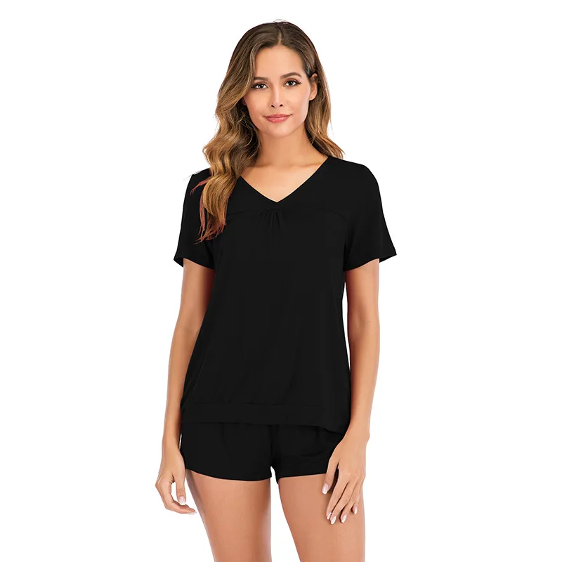 بيجامة أمازون الجديدة بدلة نسائية للربيع والصيف جديدة بسيطة ومثيرة بأكمام قصيرة طقم مكون من قطعتين ملابس نوم مشروط #3