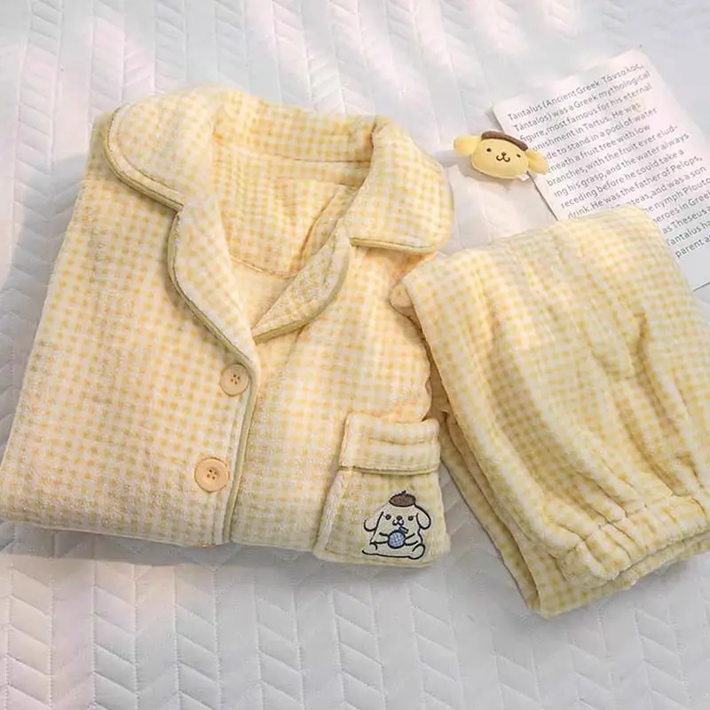 Neues Kitty-Katze-Plüsch-Flanell-Pyjama-Set im japanischen Stil für Studenten, süßes Kitty-warmes Loungewear-Set, Urlaubsgeschenke