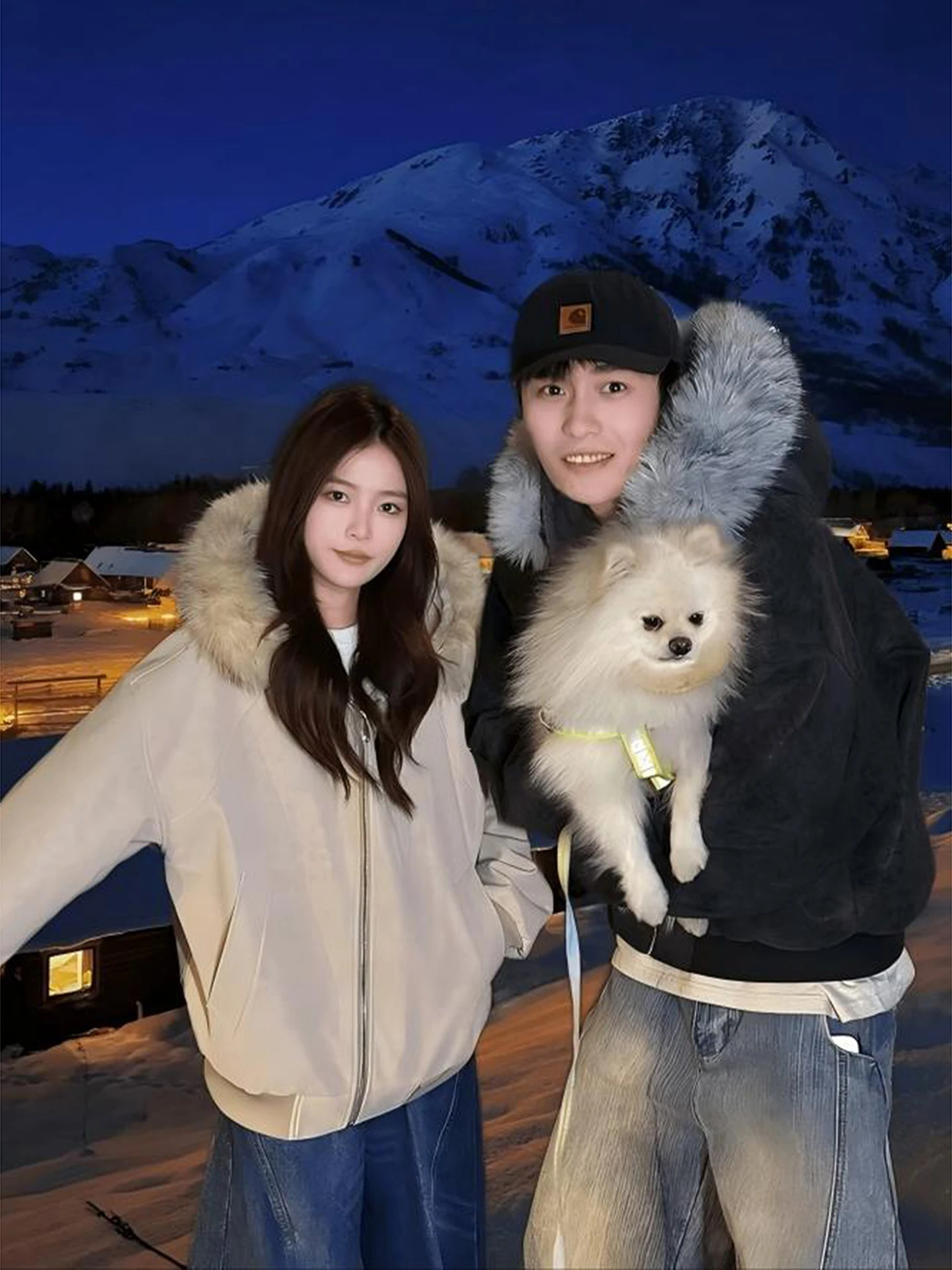 

ex Thiened Faux Rabbit Fur Collar down Cotton Jaet Youth Faion Winter Warm Zipper Closure Hooded Long Sve Coat