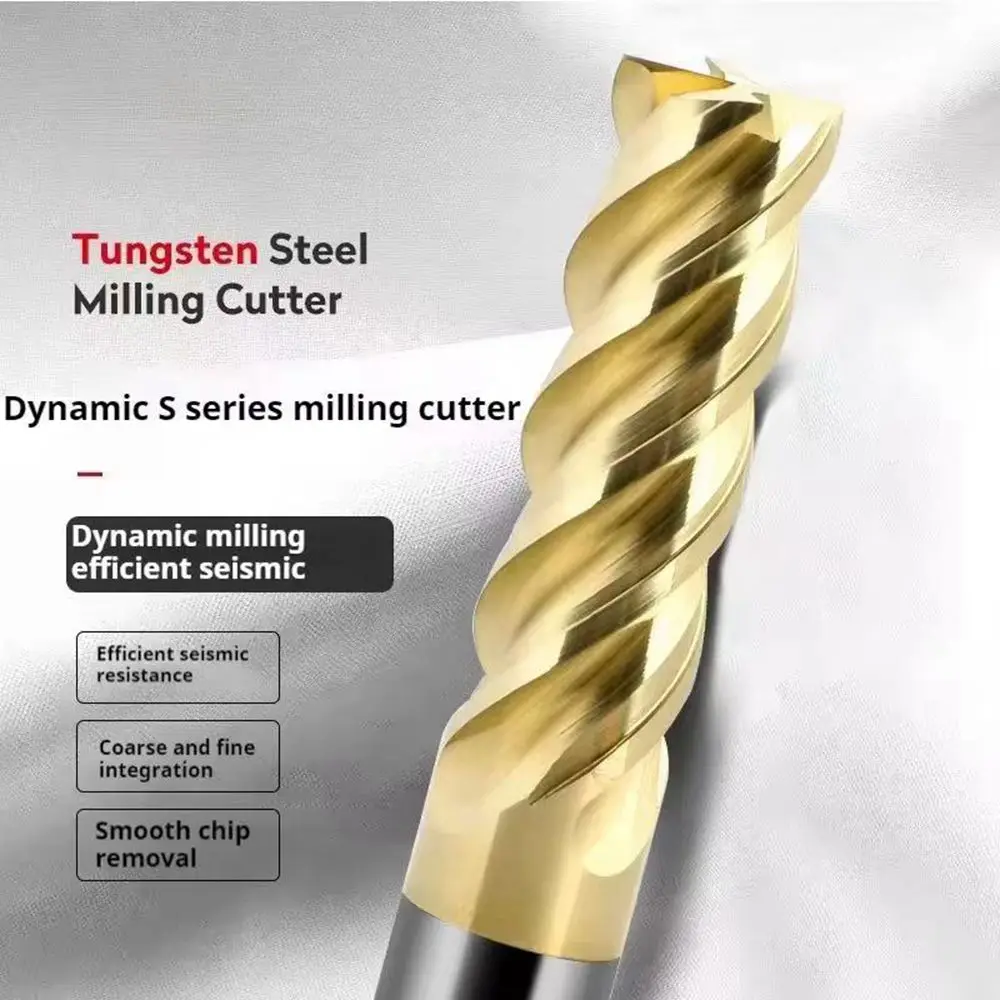 1PCS Titanium Alloy Dynamic Milling Cutter 4-Flute Carbide TiAlN Coated High Feed HPC CNC Tools Anti-Vibration for Aerospace Par