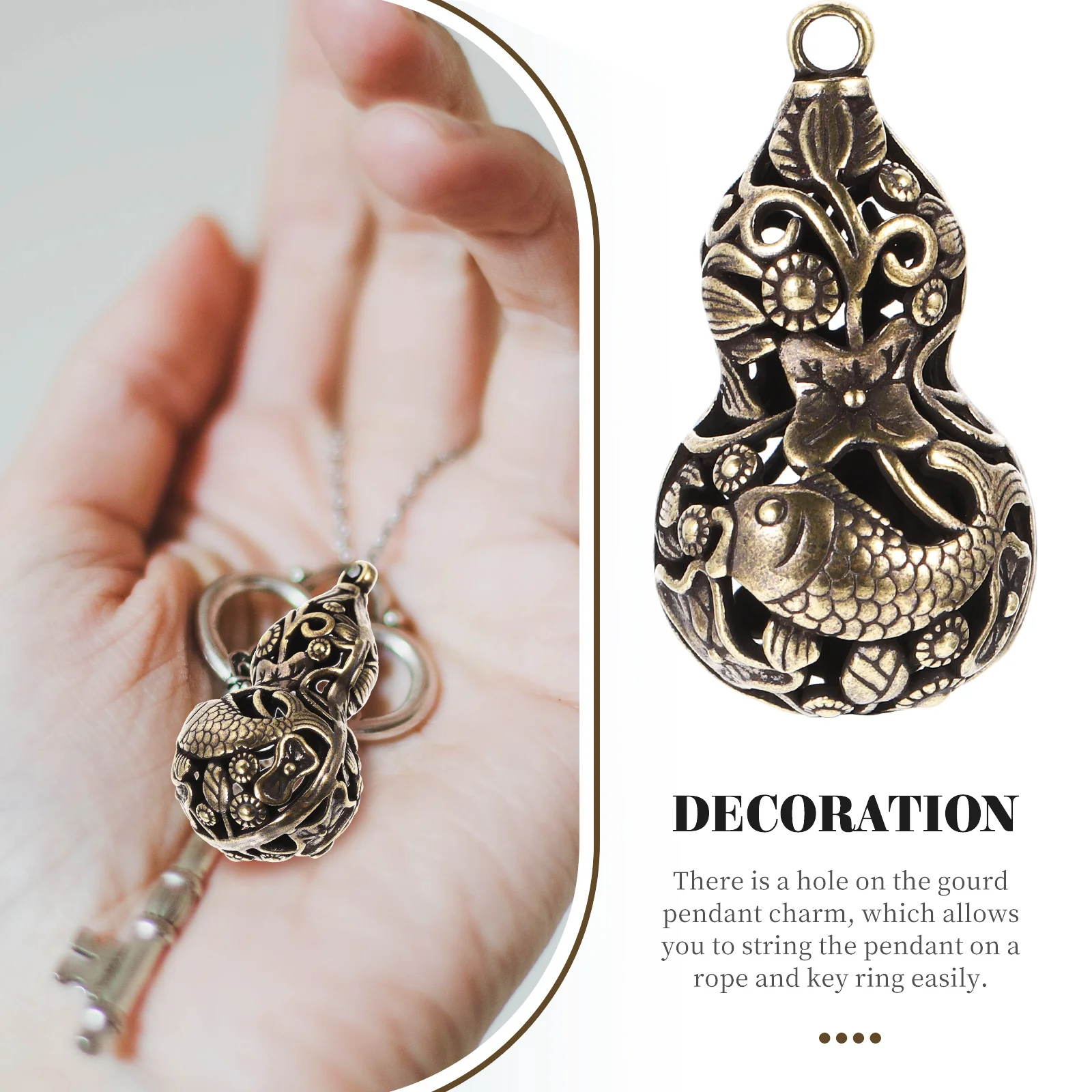 

3 Pcs Gourd Charms Distressed Gold Retro for Jewelry Making DIY Pendant Bracelet Anklet Beading Brass Keychain nament