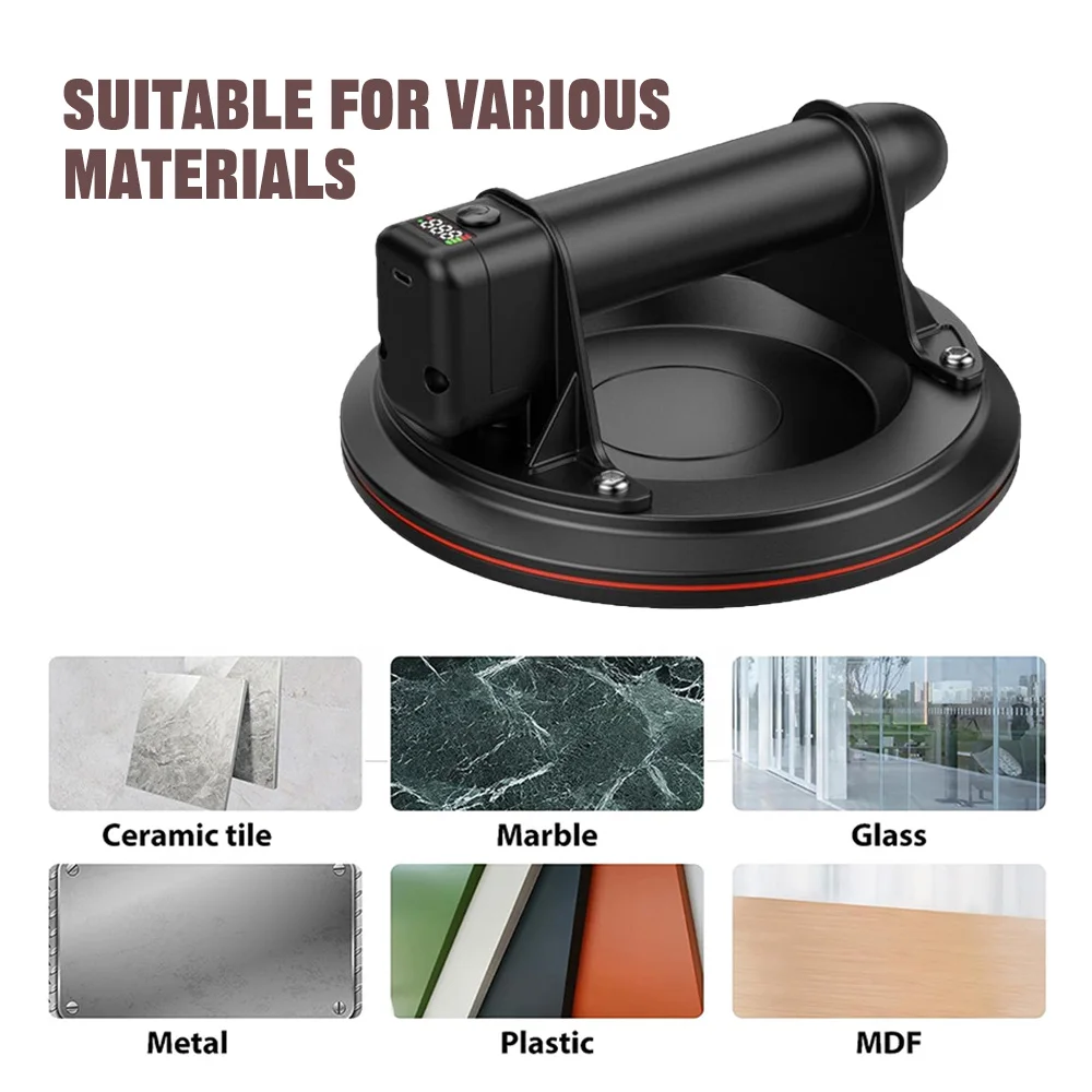 8Inch Electric Vacuum Suction Cup 200kg Load Capacity With Ergonomic Grip For Glass Handling & Tile Installation Construction