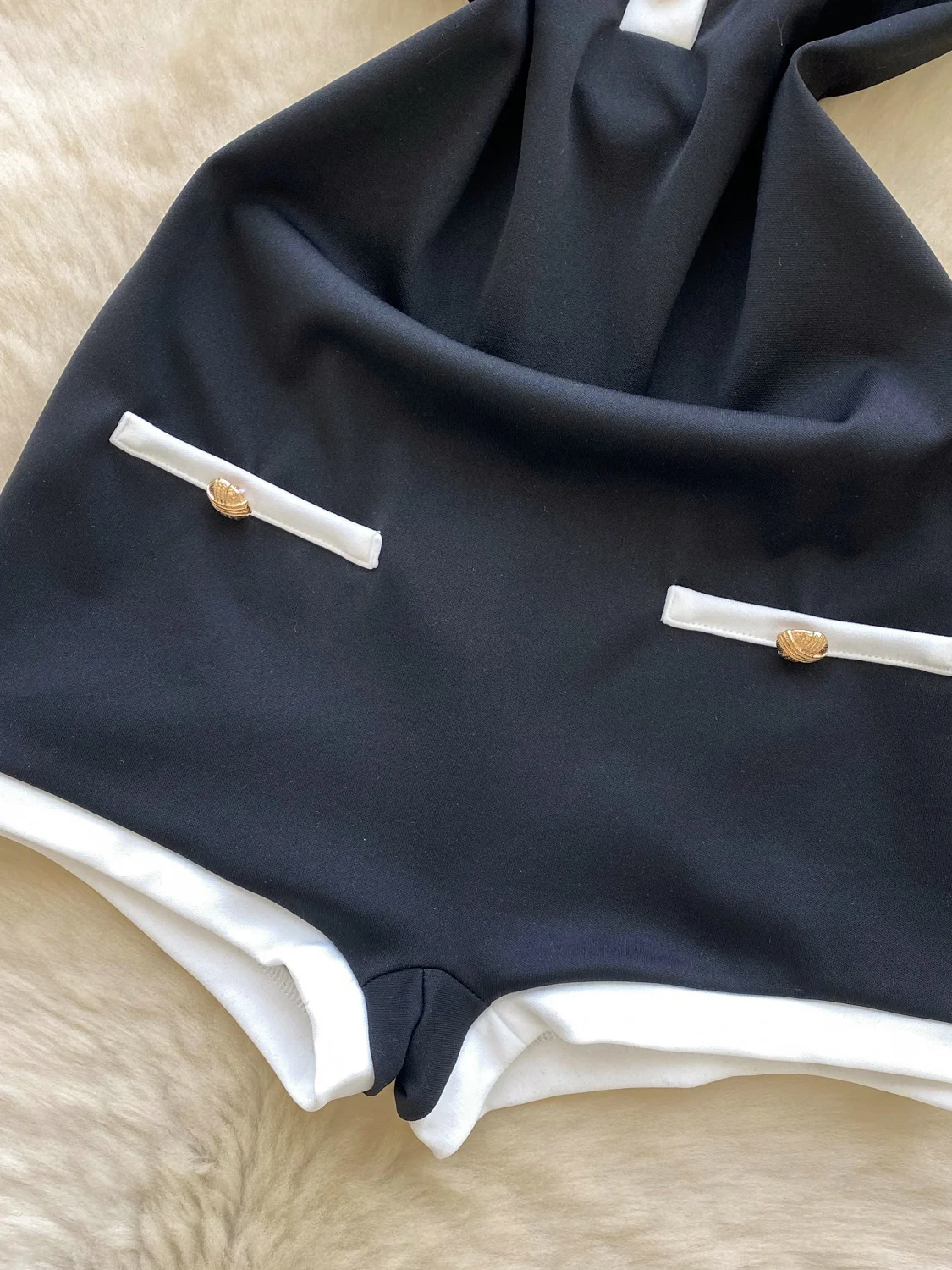 

Sexy Color Blo Metal Bule Strap ort Pants Women's Summer Faionable Ins Clothing High Waist Polyester Fiber