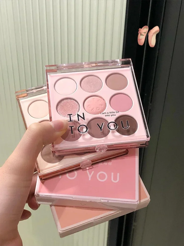 INTO YOU 9-Color Eyeshadow Palette Daily Light Makeup Multi-Color Matte Glitter Shimmer Eye Shadow Makeup Rare Beauty Cosmetics