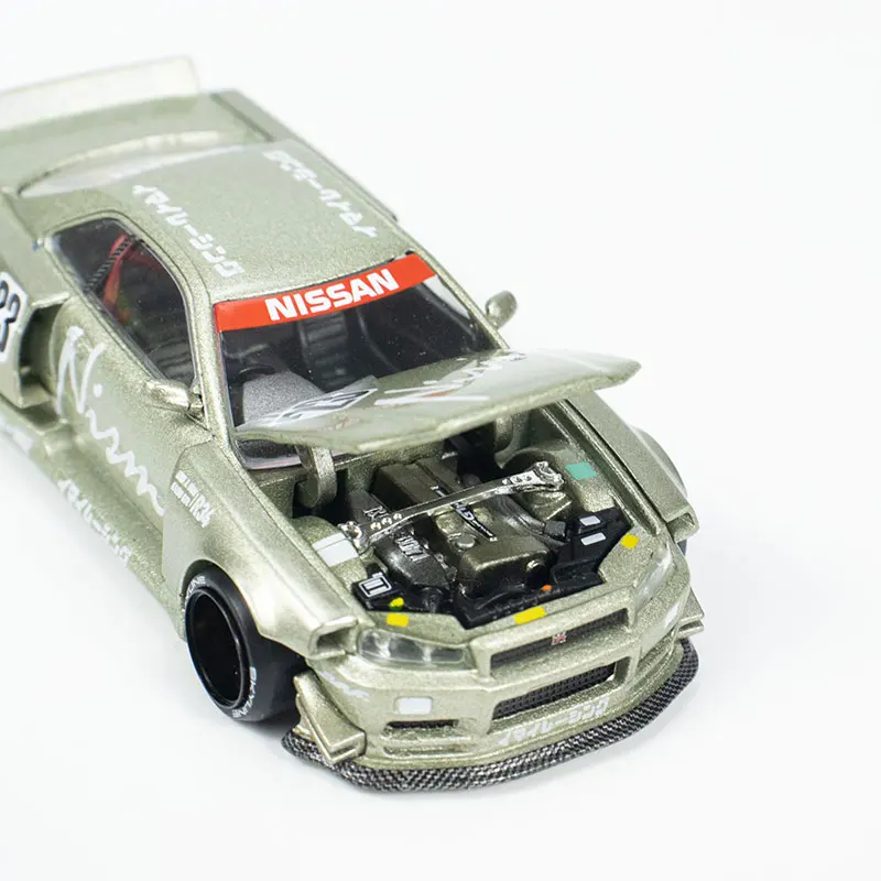 Nissan gtr r34-鋳造合金シミュレーションモデル,装飾玩具の子供コレクション,クリスマスプレゼント,1:64