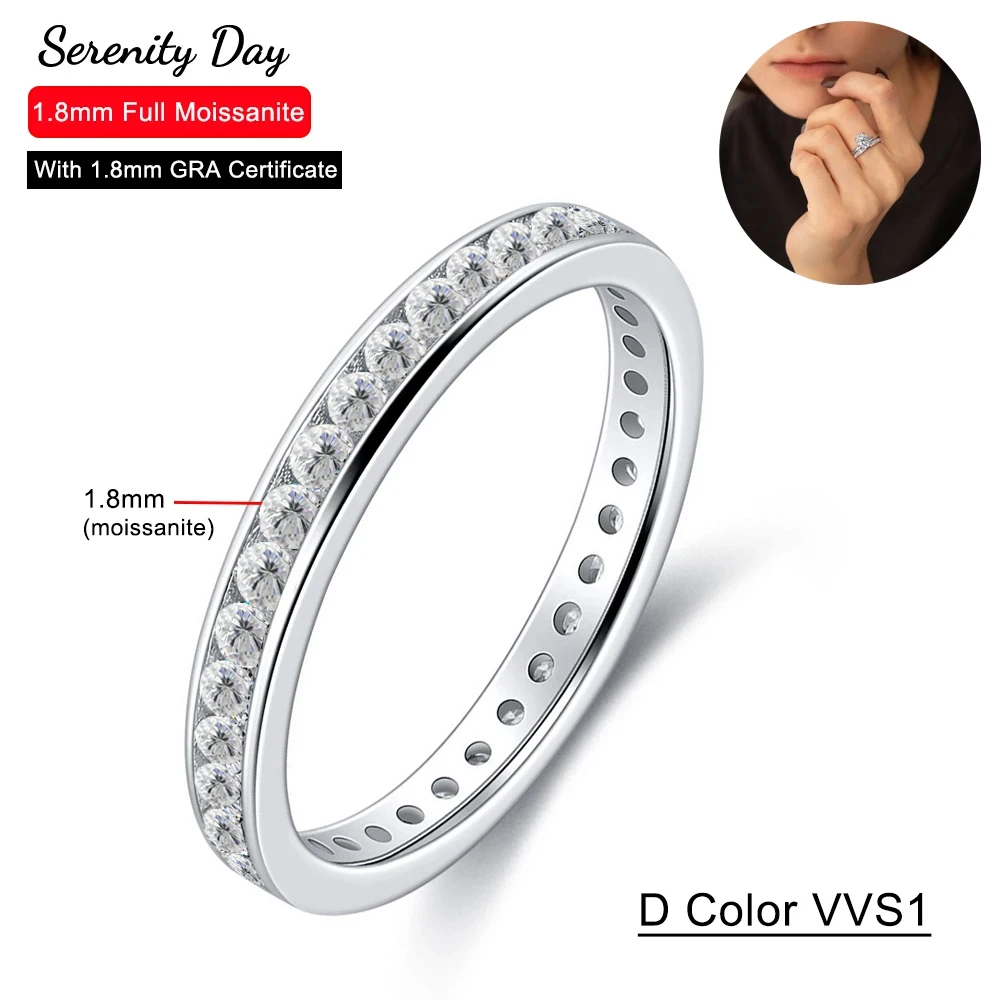 serenty all moissanite aneis de casamento para mulheres e homem s925 prata 18k platinum plated diamond bands certified fine jewelry 18 mm gra 01