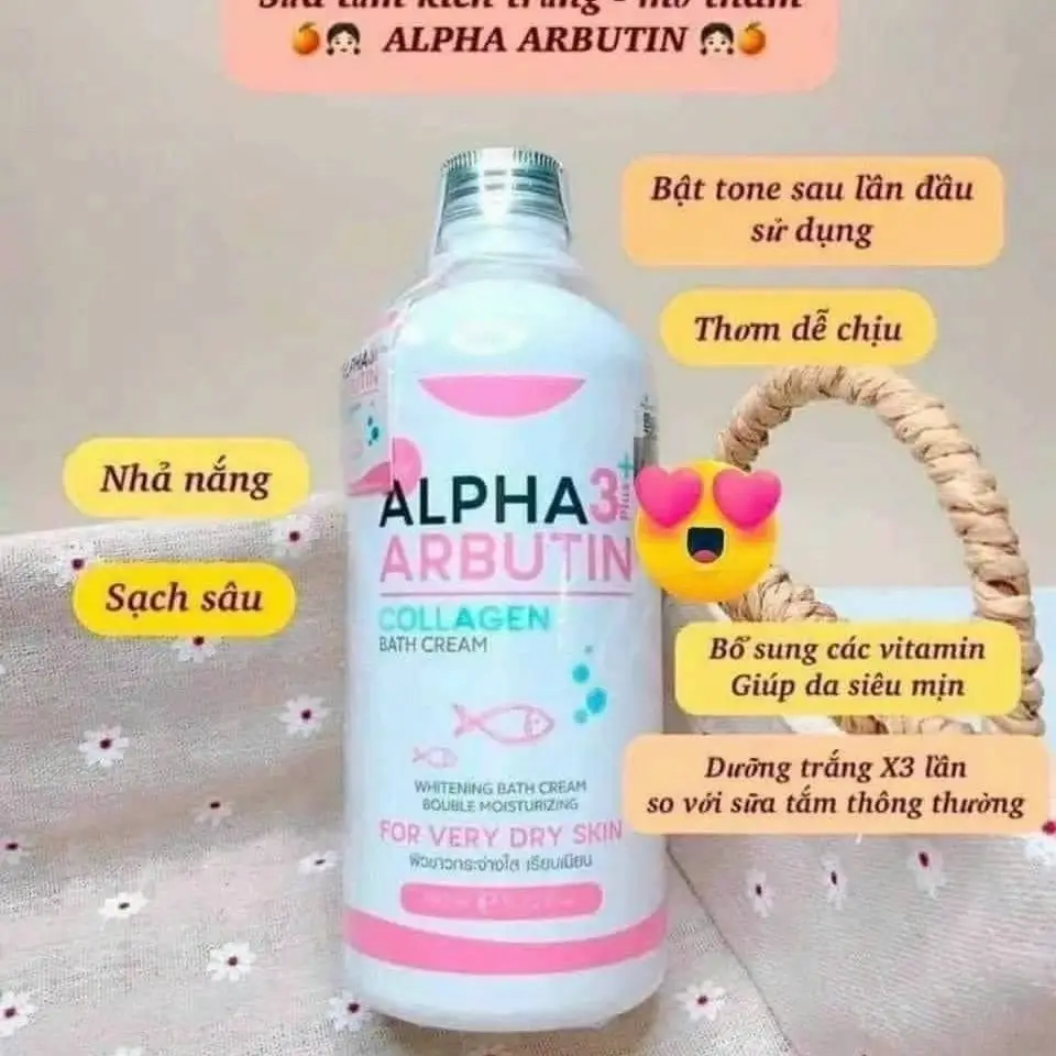 SỮA TẮM DƯỠNG TRẮNG DA Alpha Arbutin 3+ Plus Collagen, trắng hồi và săn chắc hơn. Ngăn chặn Phục đen sạm và không đều màu