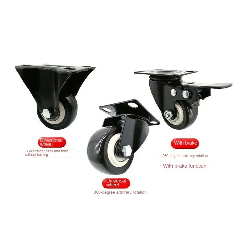 4 PCS 1.5/2 Inch Heavy Duty Caster Wheels Polyurethane PU Rubber Swivel Casters Mute Non-Marking Locking Stem Casters