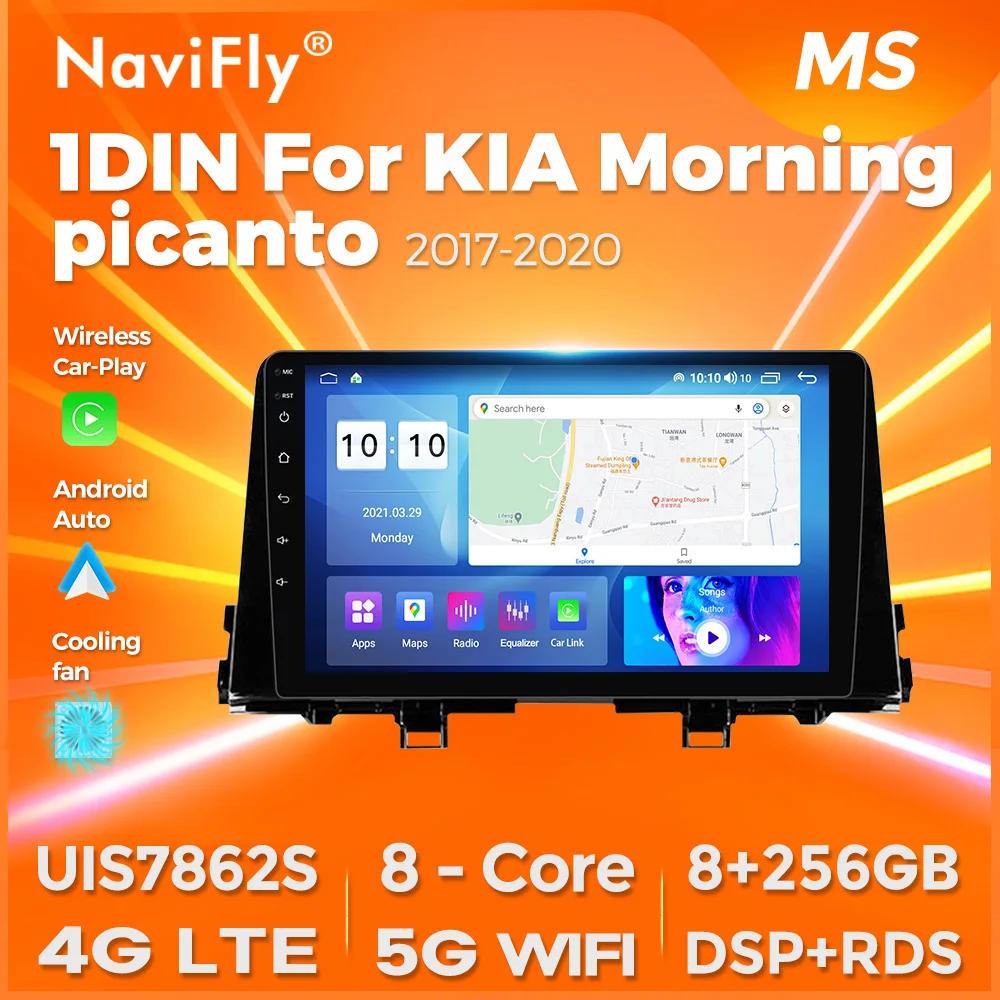 

Автомагнитола Navifly Smart System 1Din для KIA Morning 3 Picanto 2017-2020, GPS, беспроводной Carplay BT