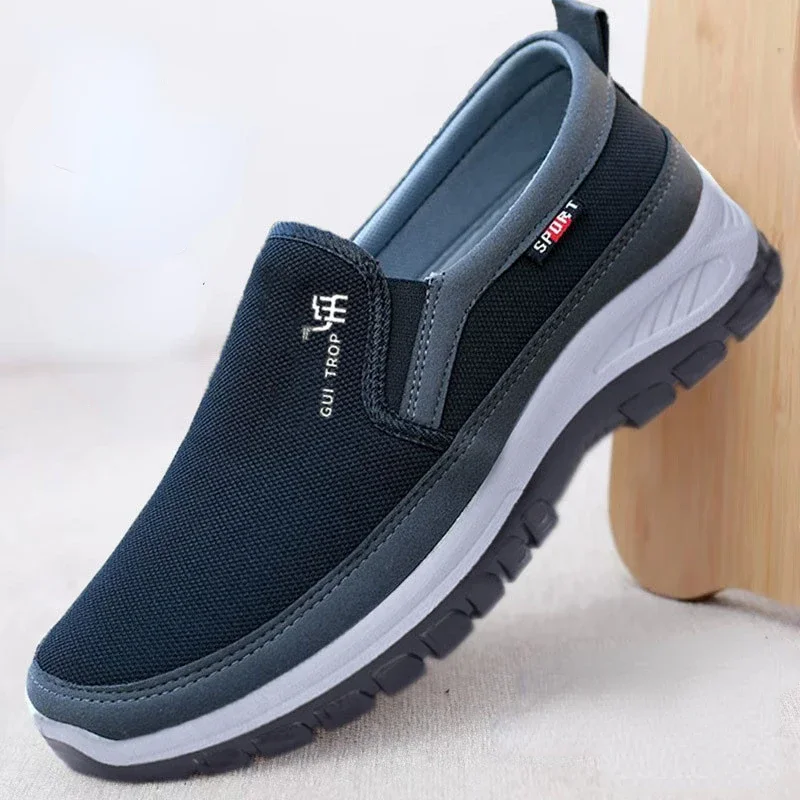 Men\'s Canvas Shoes Breathable Soft Bottom Non -Slip Casual Shoes Durable Comfortable Slip-On Walking Male Vulcanized Shoes Tenis