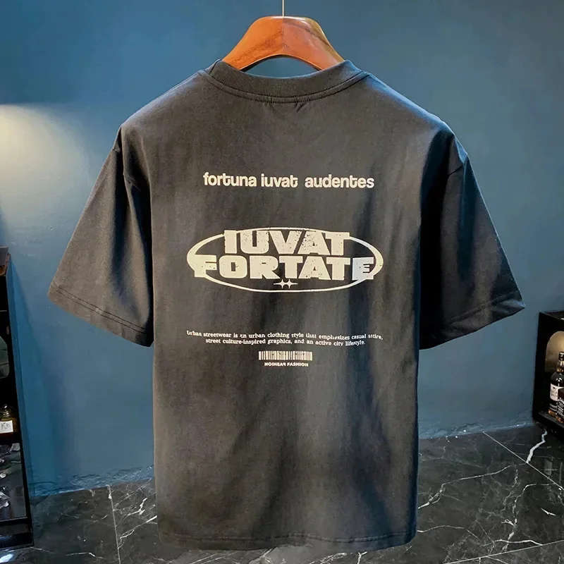 

2026 модная мужская футболка, летняя свободная футболка с короткими рукавами и принтом, модная повседневная универсальная полуодежда