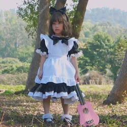 Cute Lolita Maid Costume Dress Wonderland Alice Cosplay for Teen Girls Girl Women Halloween Blue