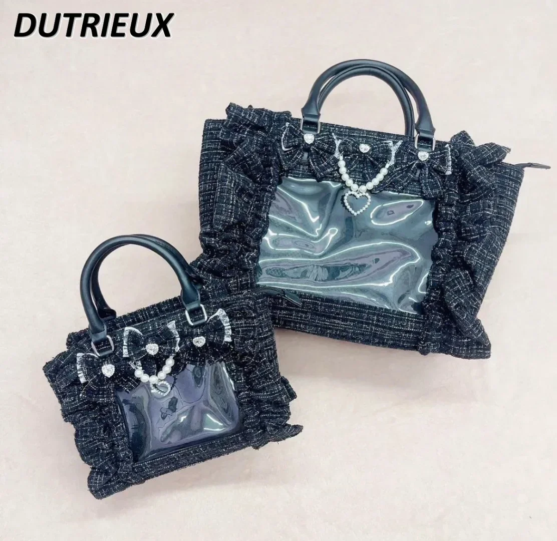 Spring Autumn Ruffled Women's Bags Sweet Cute Elegant Portable Crossbody Bag Japanese Style Sweet Cute Handbags for Lady