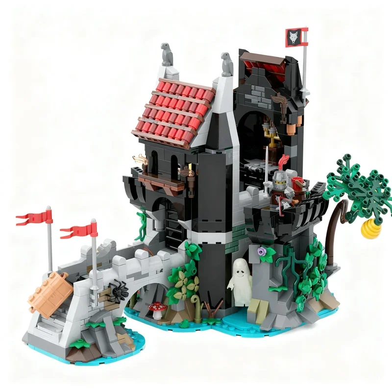 

1162PCS Medieval Street View Wolfpack Tower Model DIY Creative Christmas Display Assembly Building Blocks Birthday Gift 6075 Set