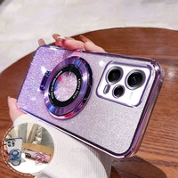 Note12 Glitter Plating Holder Silicone Case For Xiaomi Redmi Note 12 Pro Plus 12pro 5g 12s 4g 11 11s 10 10s 9 9s 8 Stand Cover