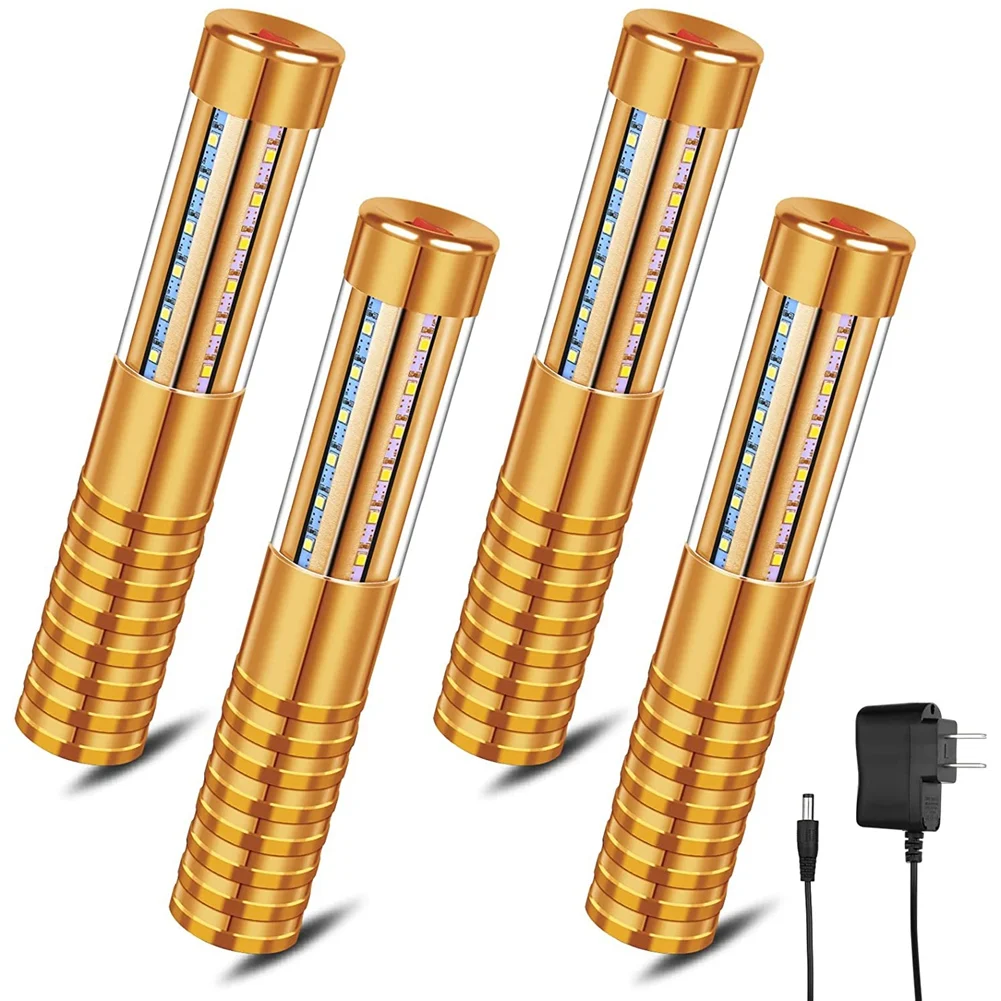 4 Pcs LED Strobe Reusable LED Light Rechargeable Champagne LED Bottle Service and Charger,US Plug Gold