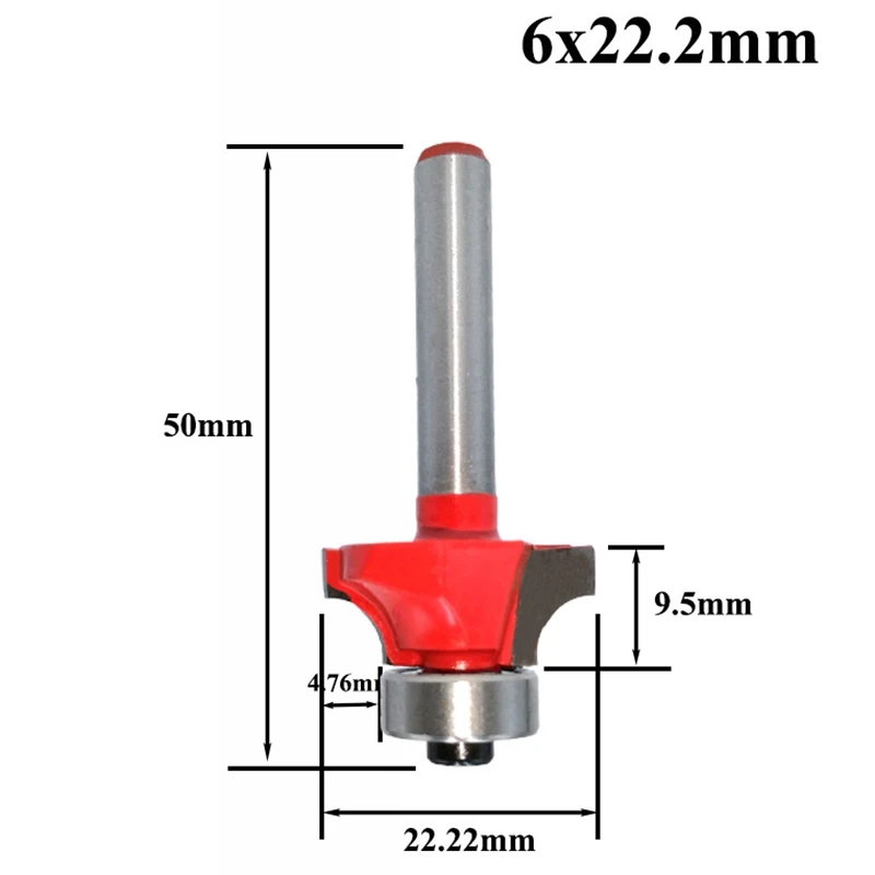 5Pcs 6mm Shank Corner Round Over Router Bit with Bearing Cleaning Flush Milling Cutter for Wood Woodworking Tool