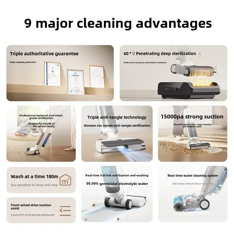 Xiaomi Mijia Wireless Floor Washing Machine 4C Sweeping, Anti-entanglement, Constant Temperature and Baking Original authentic O