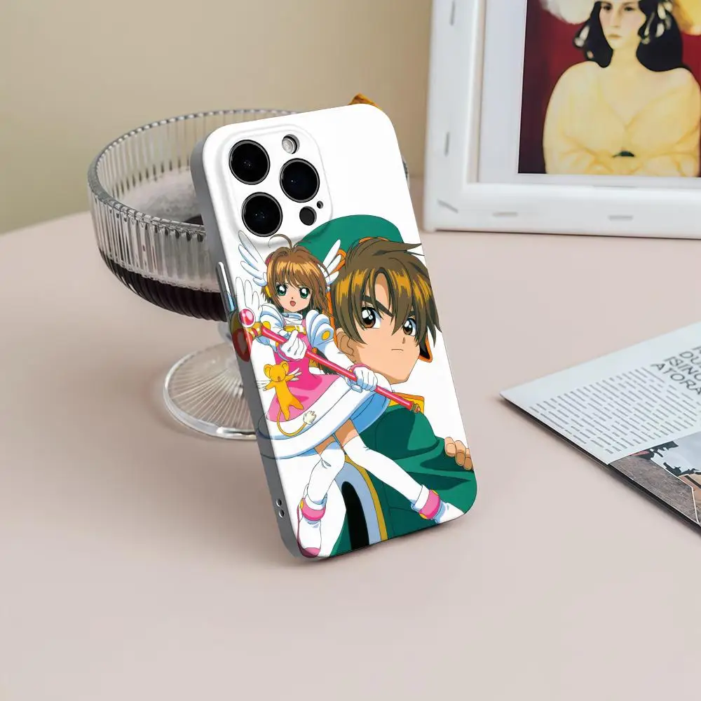 Phone Case For iPhone 17 16 15 14 13 12 Pro Max Plus Glossy HD Fine Hole Liquid Film Soft Shell Cardcaptor Sakura Anime