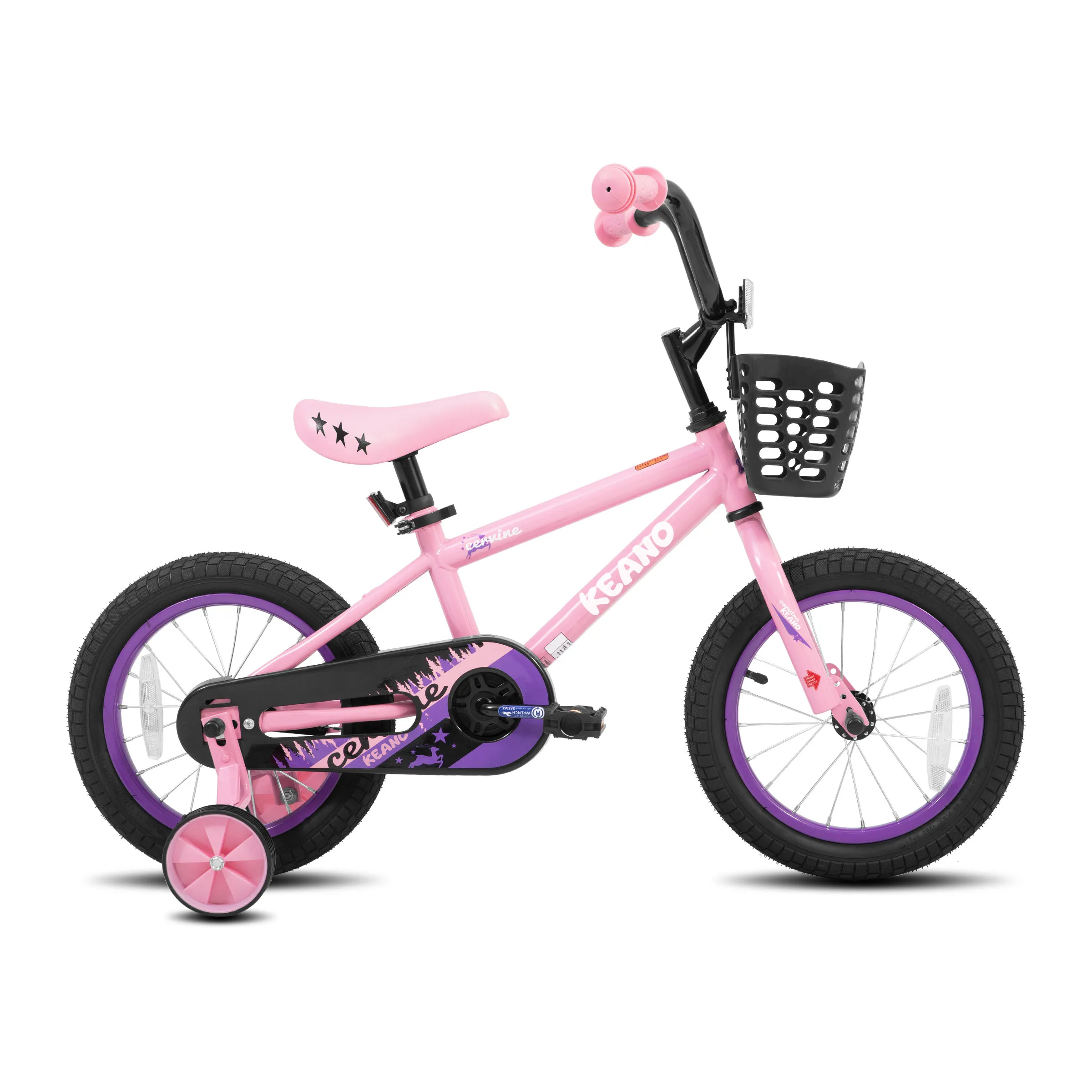 KEANO 14 16 20 Zoll Kinderfahrrad für Mädchen im Alter von 3-10 Jahren, Mädchenfahrräder mit Stützrädern, Kettenschutz, Korb, Kinderfahrrad