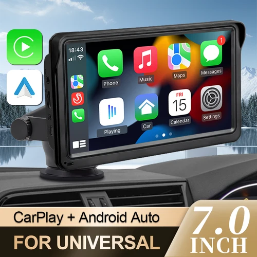 HIPPCRON 7 pulgadas CarPlay Android Auto Radio de coche reproductor de vídeo Multimedia pantalla táctil portátil Bluetooth 5,0 con cámara de visión trasera