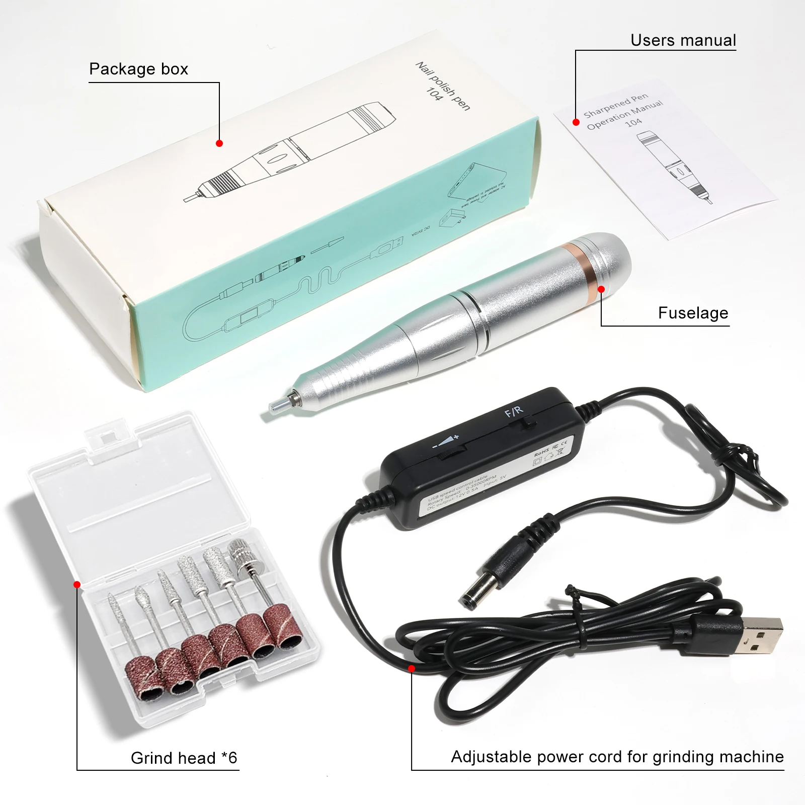 35000RPMネイルドリルペン プロ仕様 低騒音ネイルファイル 速度&方向調整可能 USBポータブル電動ネイルドリルペンツール