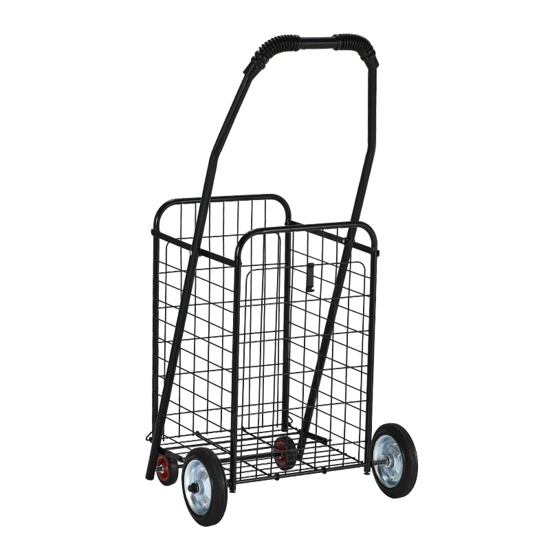 Foldable Large Shopping Cart Grocery Market Trolly Portable Shopping Trolley Market Grocery Kereta Troli Pasar (Black)