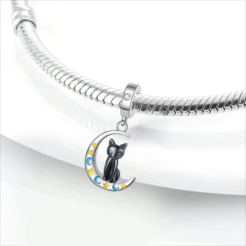 New 925 Sterling Silvering Cat Rainbow Horse Charm of ley 925 Chain Beaded Fit Original Pandora Bracelet DIY Ladies Jewelry