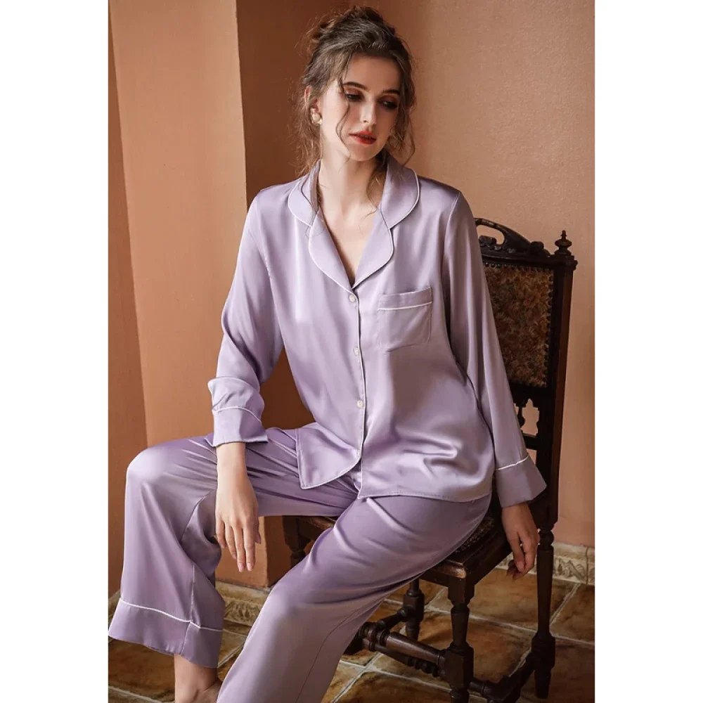 Solid Classic Elegant Fashion European and American Style Women\'s Homewear Spring Autumn 2024 New Lounges Female Y2k Pajamas