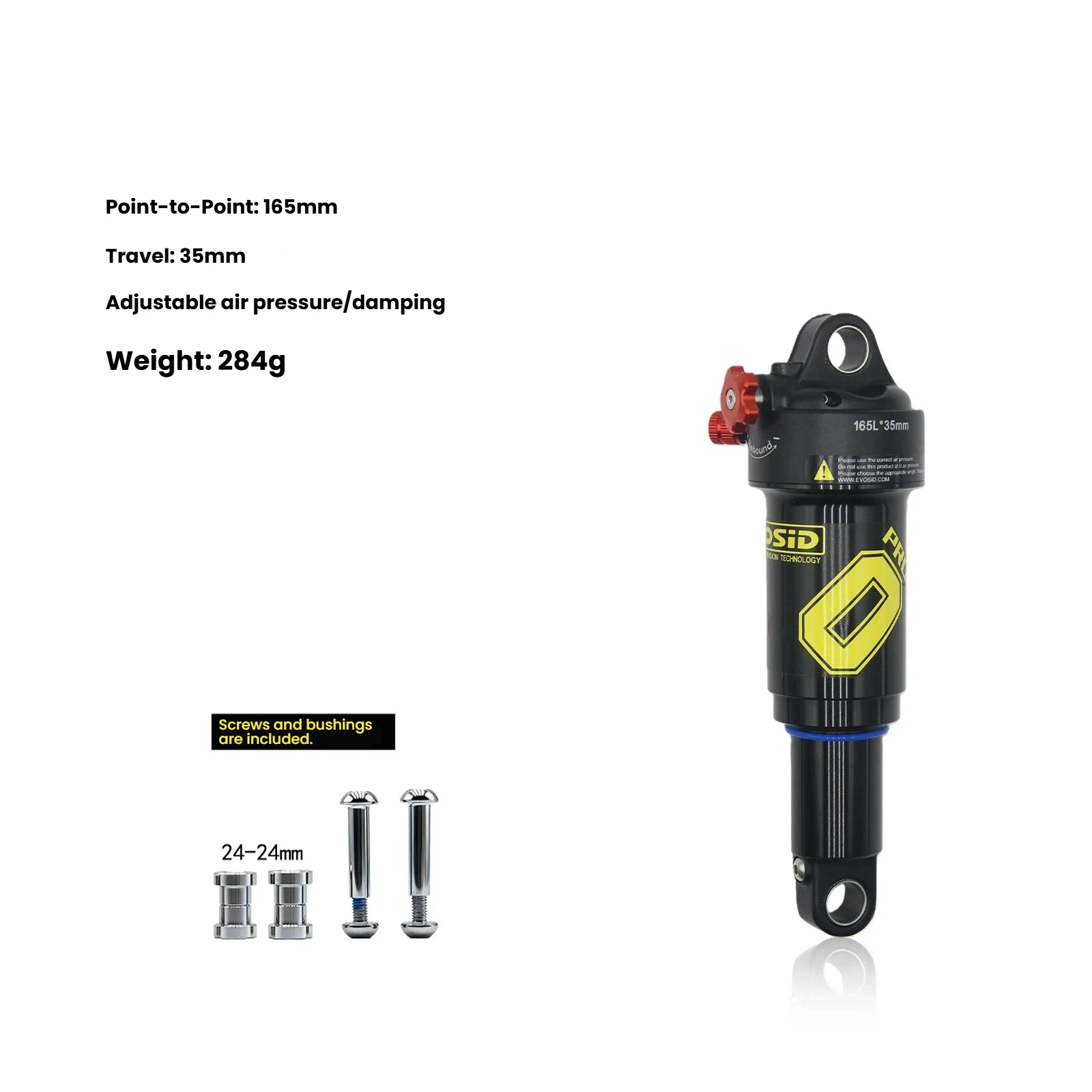 EVOSID Demping Mtb Fiets Lucht Schokdemper 165mm 190mm 210mm Luchtdruk Aanpassing Aluminium Mtb lucht Schokdemper