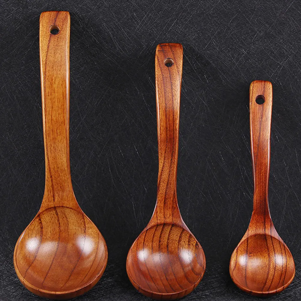 

Eco-Friendly Natural Wood Soup Ladle Long Handle Porridge Spoon Smooth Edges Comfortable Grip Kitchen Utensil for Home