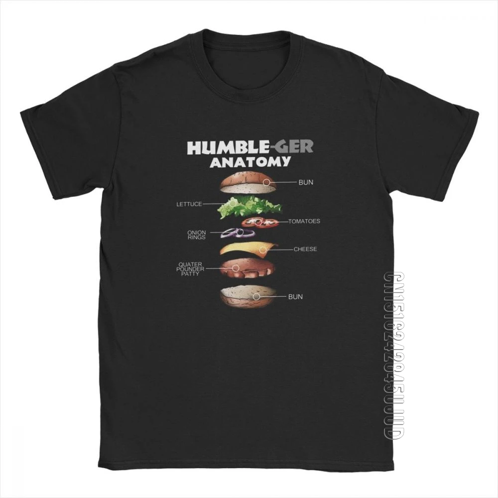 Men Hamburger Anatomy T Shirt Food Burger Cotton Clothing Amazing High-Grade Fabrics Crewneck Tee Shirt Printed T-Shirts