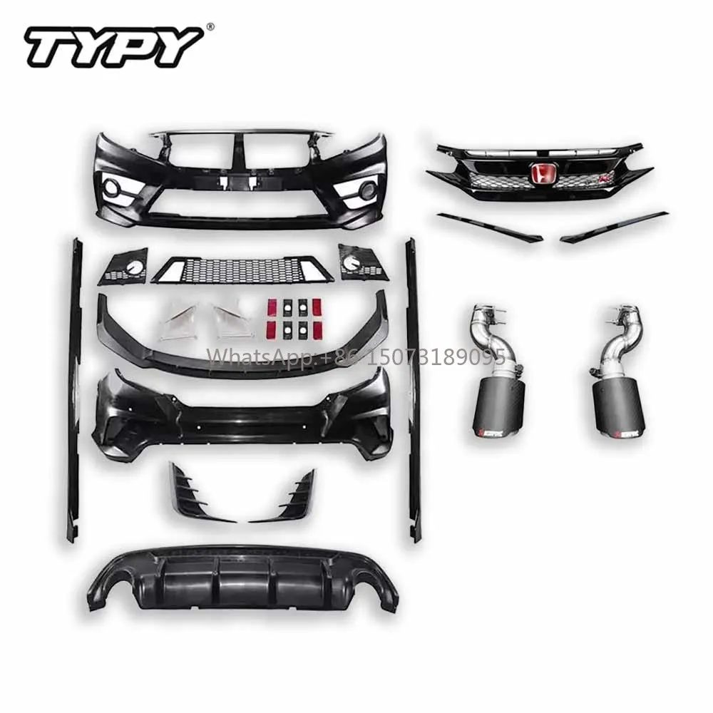 

Auto Body Kit PP Injection Molding Front Rear Bumper Lip Side Skirt Back Spoiler Splitter for Honda Civic 10th Sedan