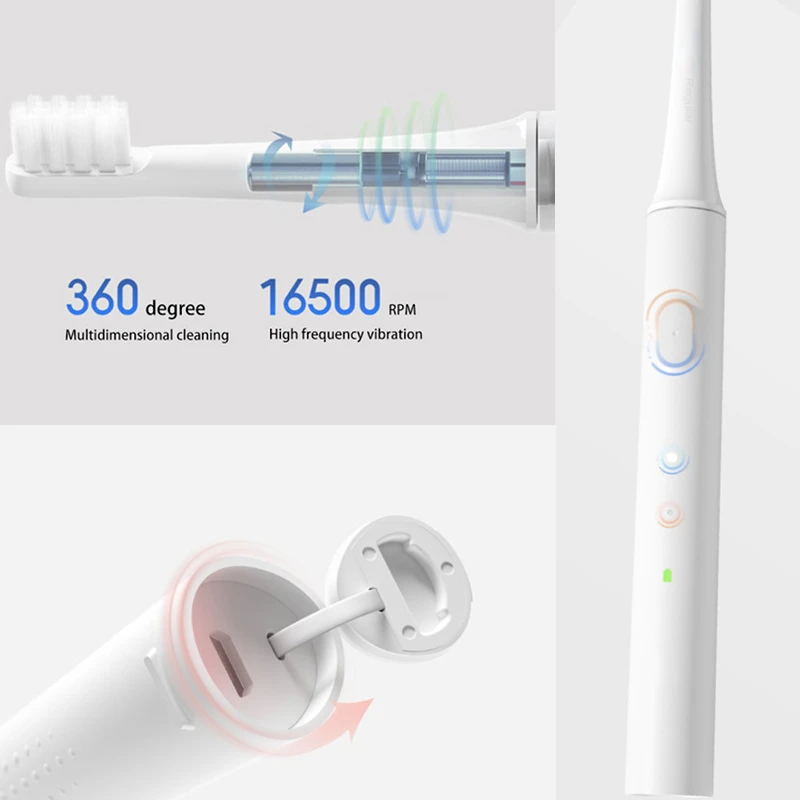 Cepillo de dientes eléctrico sónico USB recargable impermeable adulto MIJIA