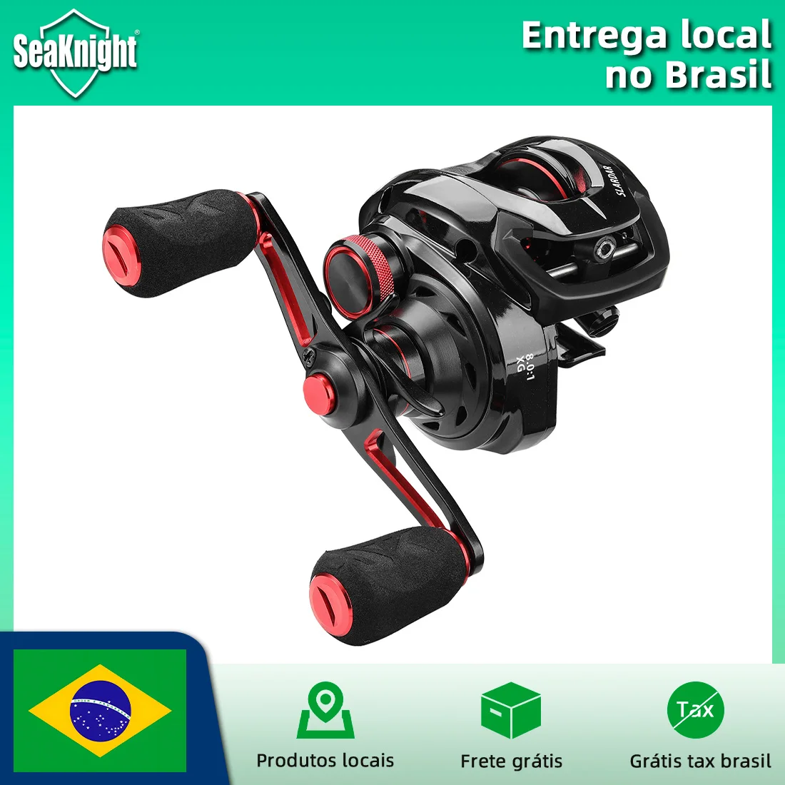seknight-slardarシリーズベイトキャスティングフィッシングリール磁気ブレーキシステムカーボンファイバー真ちゅう製ギア18lb70-1-80-1-190g