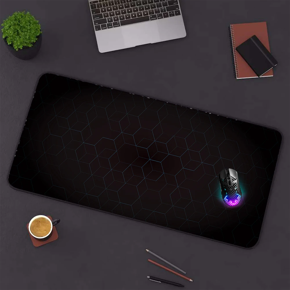 Imagem -03 - Extra Large Gaming Mousepad Tapete de Borracha Preta Minimalismo 3d Honeycomb pc Acessório 900x400 Tapete Personalizado 1200x600