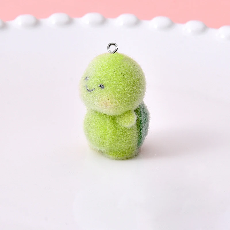 5pcs Flocking Green Turtle Resin Charms Animal Pendant DIY Phone Chains Keychain Accessory for Jewelry Making Findings image 5