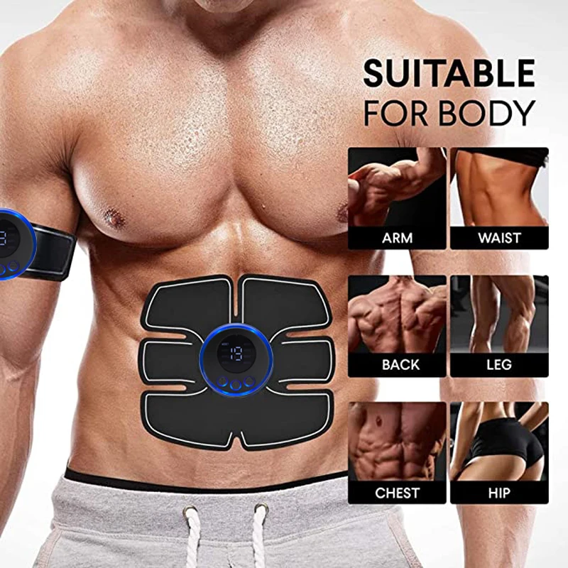 USB Rechargeable Électrique Masseur Sans Fil Abdominale Fitness Patch Corps Façonner Masseur Écran LCD Sans Fil Bras Formateur