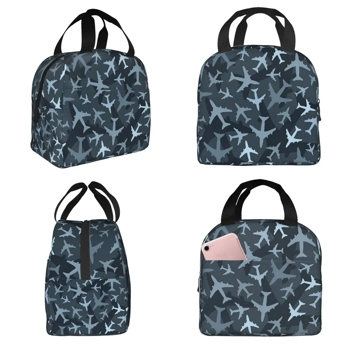 

Термосумка для обедов с принтом самолетов и пилотов, изолированная, для женщин, для офиса, термоконтейнер для еды, сумка-тоут для ланч-боксов