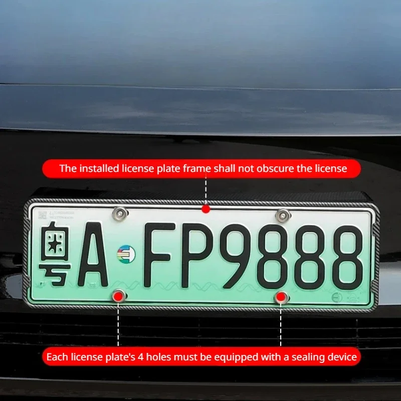 ABS Car Frente Traseira License Plate Frame Cobre Kit, Auto Acessórios, Decoração Proteger Tampa para Tesla Model 3 + Highland, 2024, 2Pcs