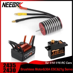 2430 2435 Waterproof Brushless Motor ESC Servo Combo for 1/14 1/16 RC Car Racing Crawler Boat Wltoys 144001 Traxxas Trx4 Axail