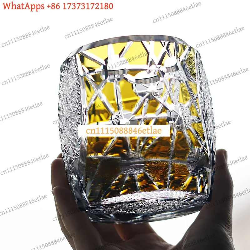 k3 Japanese Handmade Crystal Whisky Glass, Retro Luxury Wine Tumbler