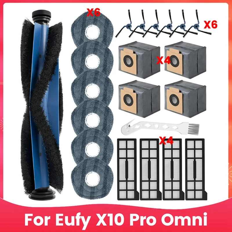 

JDZD-For Eufy X10 Pro Omni Vacuum Cleaner Main Side Brush Hepa Filters Mop Cloth Dust Bags Accessories