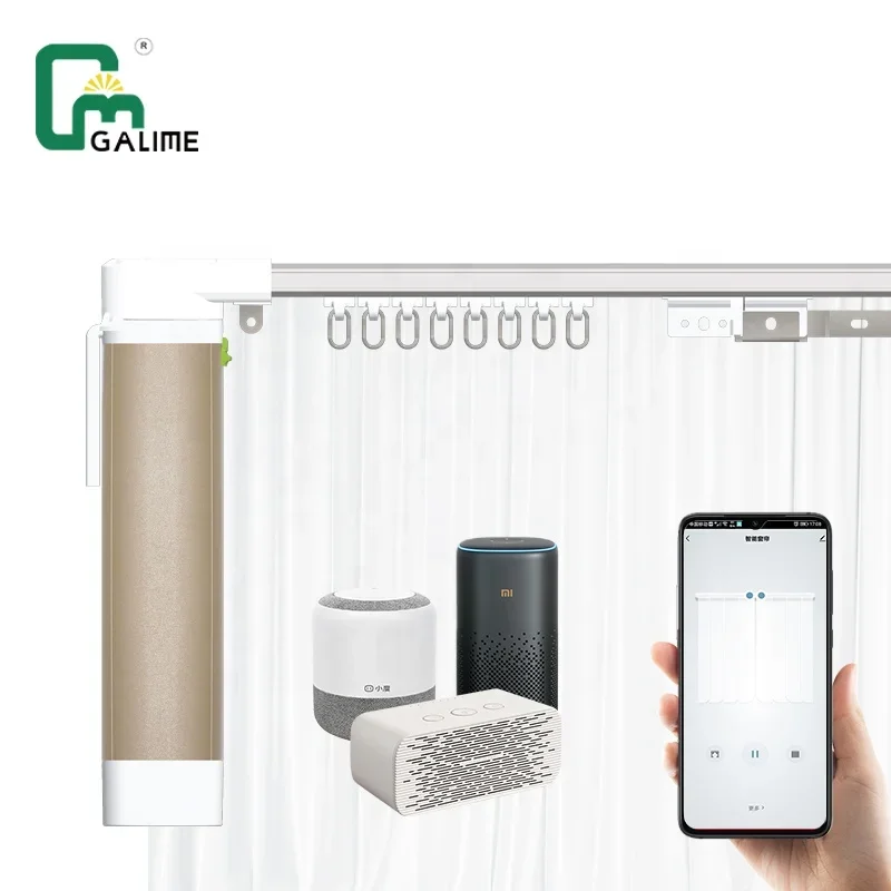 Galime 3.2m Manufacture Price Smart Home Motorised Curtain Track Tuya Curtain Module Use in Home Hotel and office